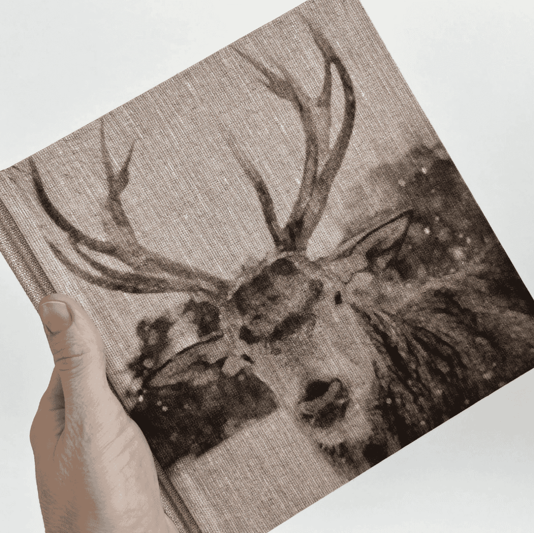 "Winter Deer" Handmade Linen Hardcover Notebook | Journal-C