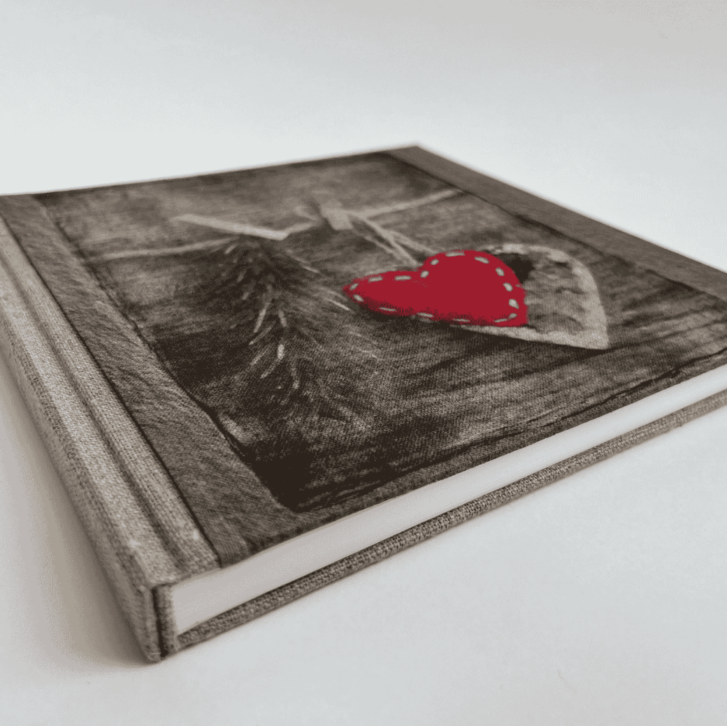 "Winter Hearts" Handmade Linen Hardcover Notebook | Journal-B