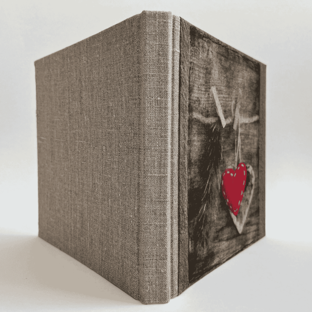 "Winter Hearts" Handmade Linen Hardcover Notebook | Journal-C