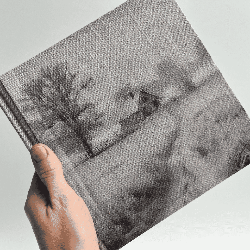 "Winter Hideaway" Handmade Linen Hardcover Notebook | Journal-D