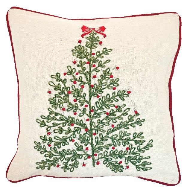 Winter Tree with Bow Cushion Feather Filled 43x43cm | Annie Mo's