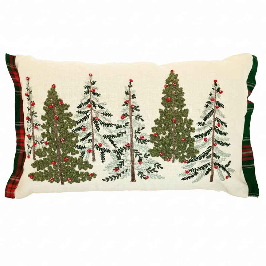 Winter Woods with Tartan Flange Cushion Feather Filled 30x50cm