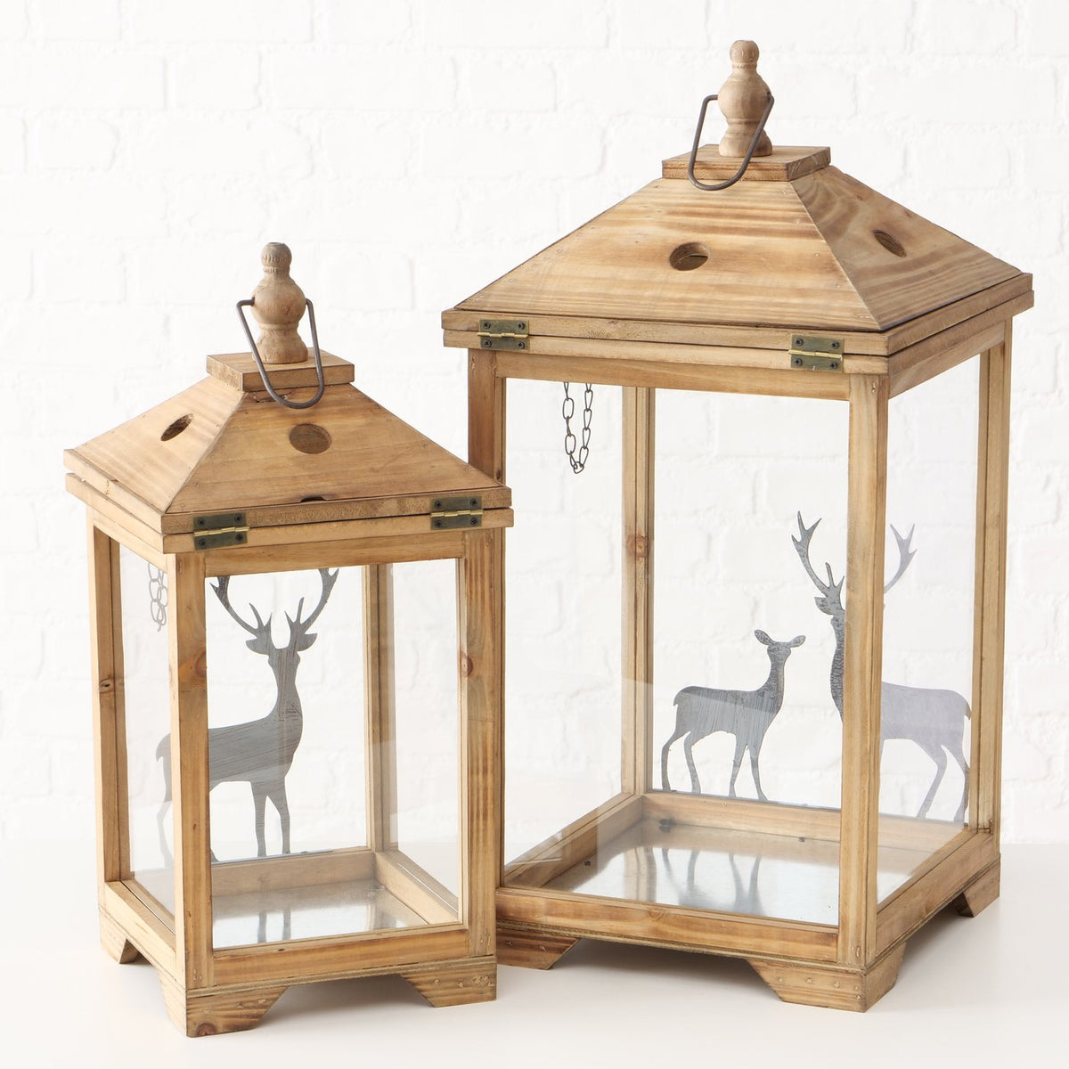 Wood Lantern with Deer Silhouette - Size Choice | Annie Mo's