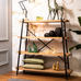 Wood and Black Metal Four Shelf Display Bookcase 150cm