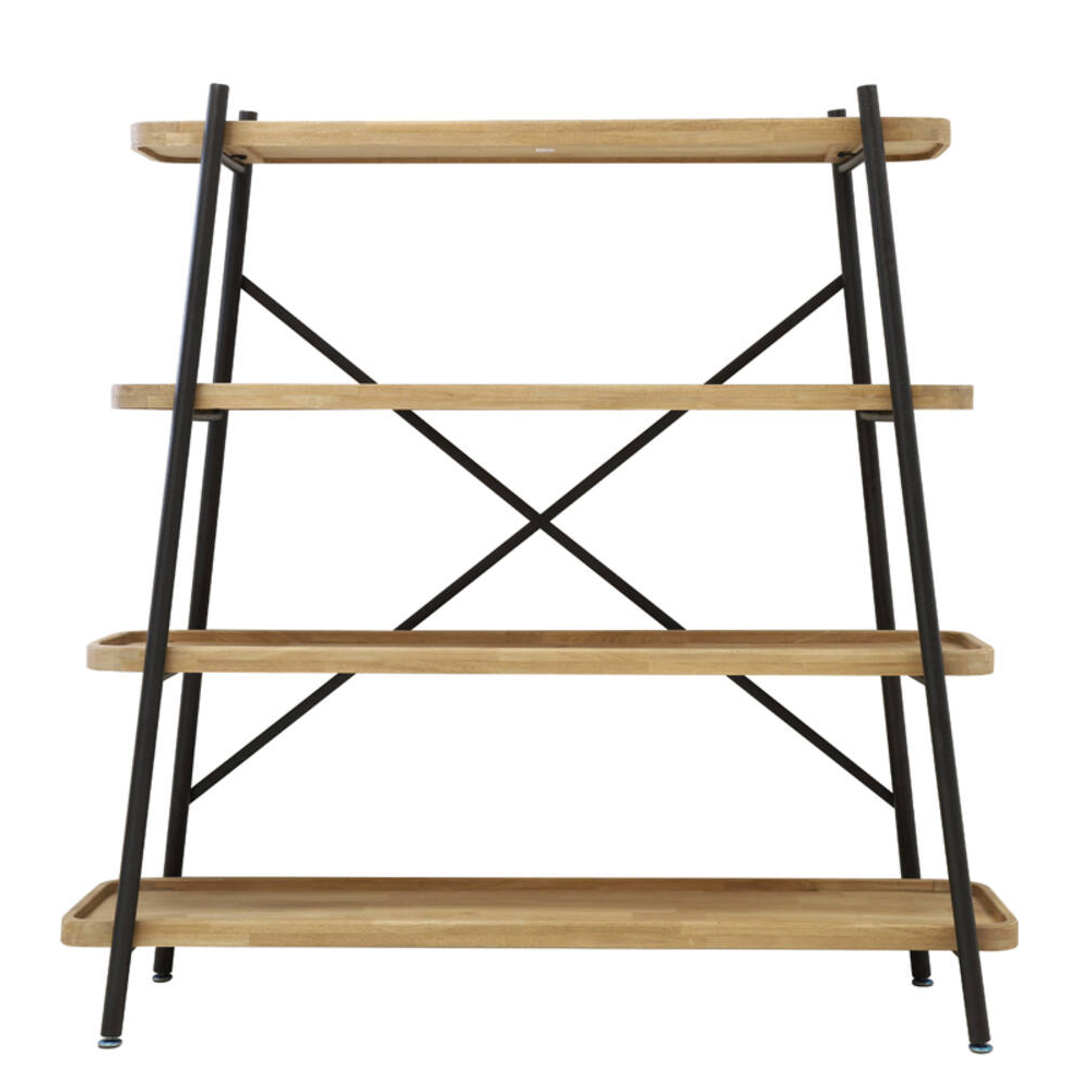 Wood and Black Metal Four Shelf Display Bookcase 150cm | Annie Mo's