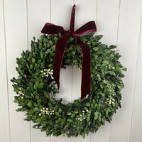 Medium Mistletoe Wreath with Red Bow 35cm | Annie Mo's