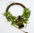 Twig Wreath With White Berry, Pinecones with Bells and Bow Detail Larg…