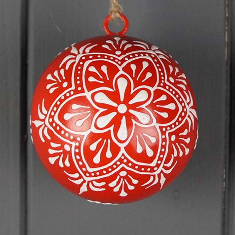 Red Hanging Hand Painted Bauble 6.5cm | Annie Mo's