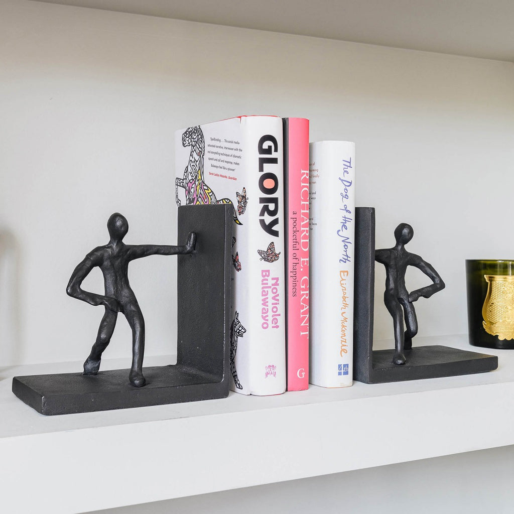 Aluminium Pushing People Bookends 17cm