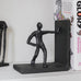 Aluminium Pushing People Bookends 17cm