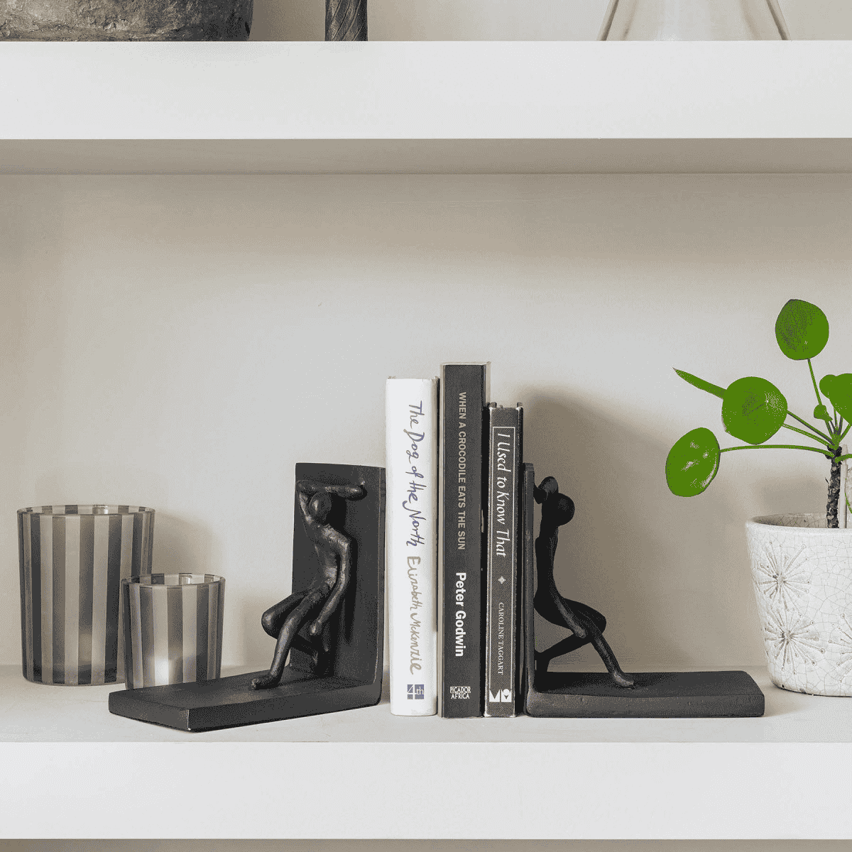 Aluminium Stretching People Bookends 17cm