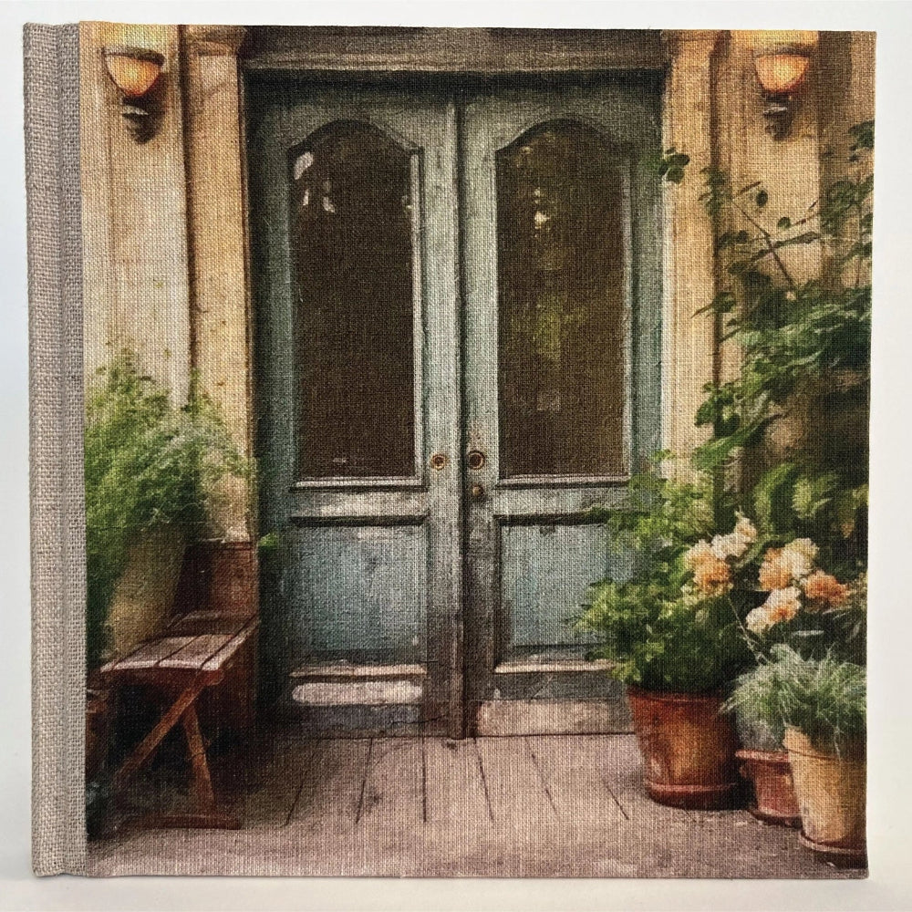 "Secret French Doors" Handmade Linen Hardcover Notebook