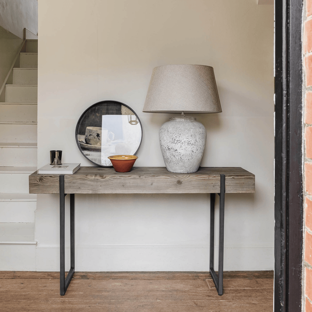 Birkdale Large Stone Lamp  with Natural Shade-D