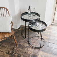 Brookby Set of Two Iron and Glass Botanical Nesting Tables 70.5cm