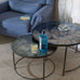 Brookby Set of Two Iron and Glass Powder Blue Nesting Tables 80cm