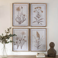 Set of Four Assorted Framed Yellow Botanical Prints 70cm | Annie Mo's 