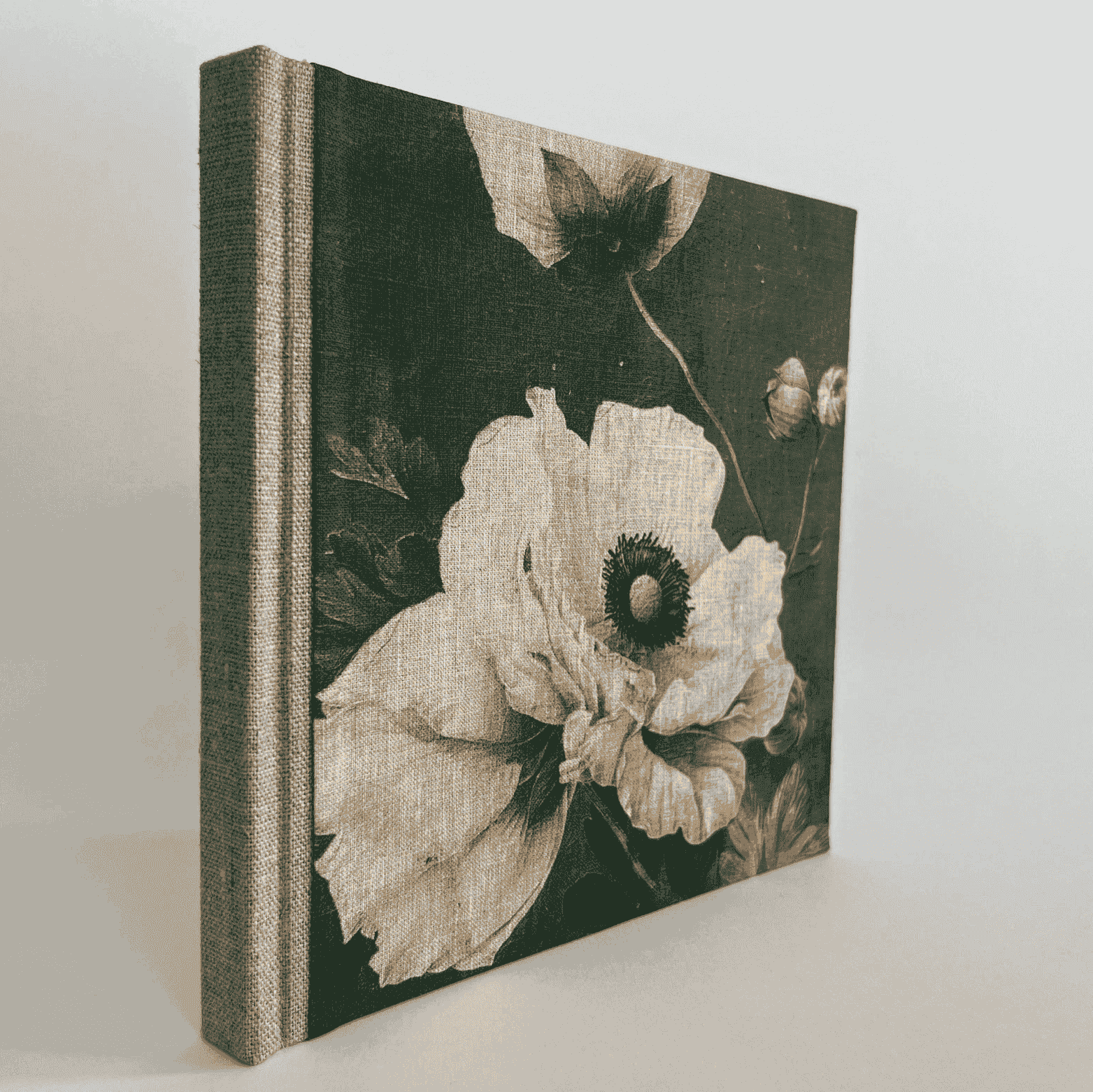 "Vintage Anemone" Handmade Linen Hardcover Notebook | Diary-H