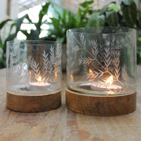 Etched Fern Candle Holders - Size Choice