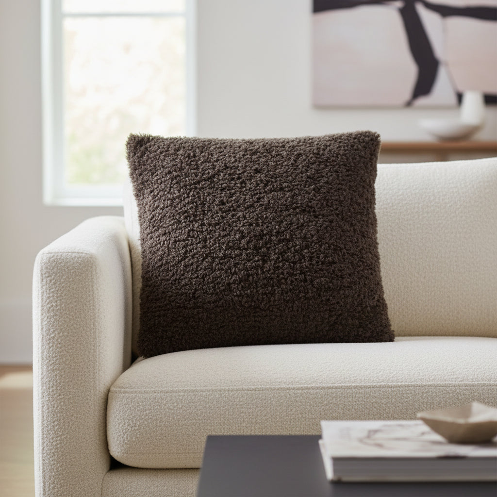 Frank Square Cushion | Curly Cocoa 65cm x 65cm | Annie Mo's