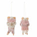 Set of Two Assorted Pink Wool Hanging Mice 14cm | Annie Mo's