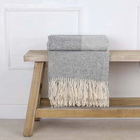 Grey Two Tone Wool Throw 180cm