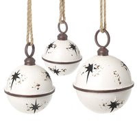 White Round Hanging Metal Bells Set of Three