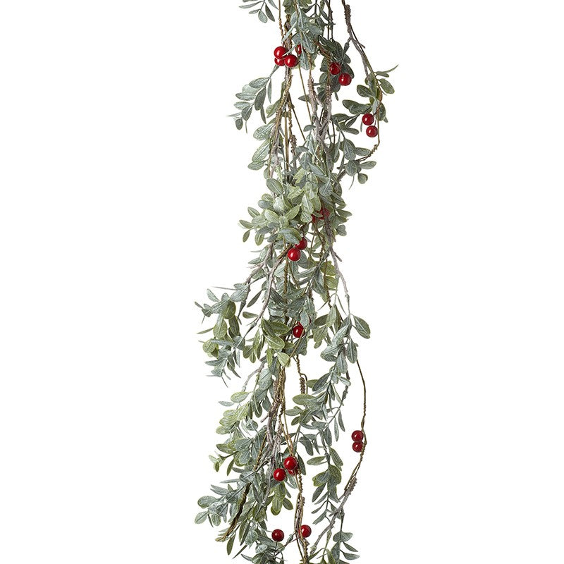 Green Leaf and Red Berry Garland 135cm | Annie Mo's