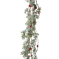 Green Leaf and Red Berry Garland 135cm | Annie Mo's