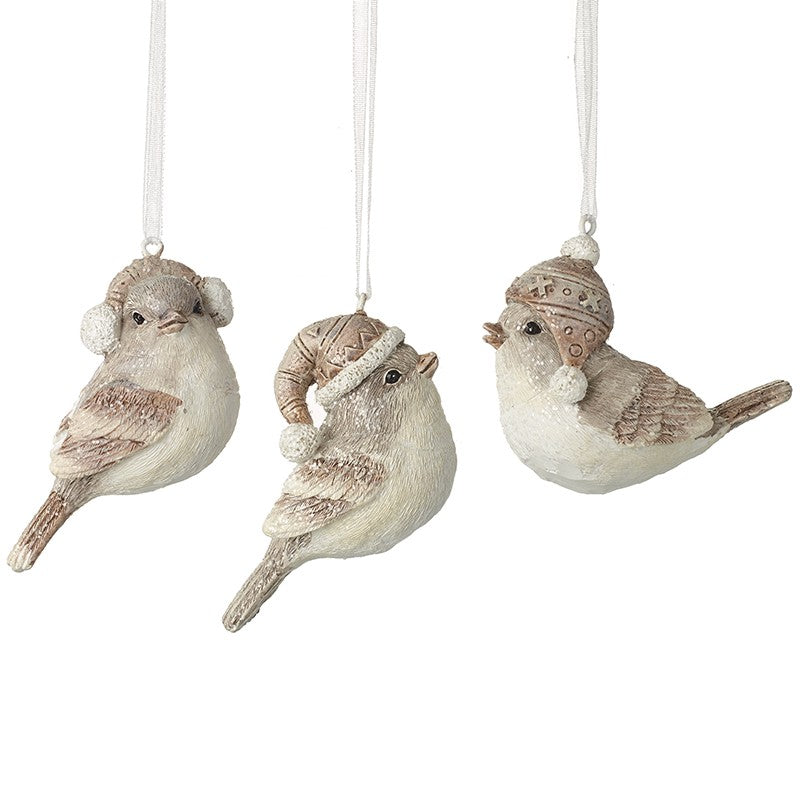 Birds In Hats Hanging Dec Mix of Three 7cm | Annie Mo's