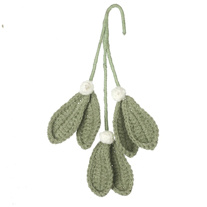 Green Knitted Mistletoe Hanging Décor 21cm | Annie Mo's