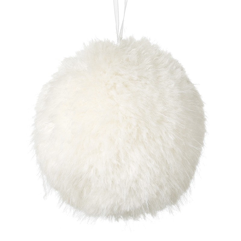 Small Hanging Beige Fur Bauble 10cm | Annie Mo's