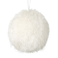 Small Hanging Beige Fur Bauble 10cm | Annie Mo's