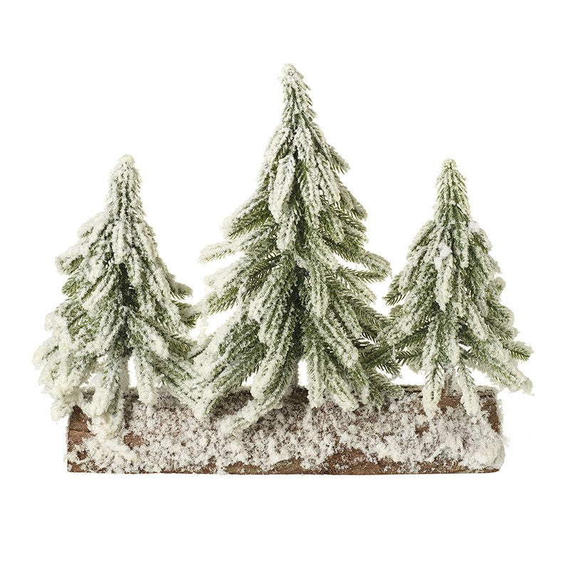 Three Snowy Trees On Log 33cm | Annie Mo's