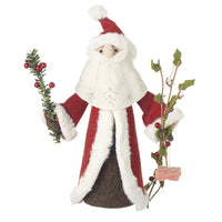 Wool Santa Holding Holly Sprigs 28cm | Annie Mo's