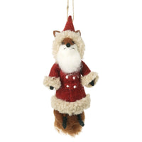 Felt Hanging Fox In Santa Coat 19cm | Annie Mo's