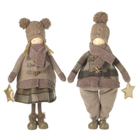 Set of Two Girl and Boy In Brown Check Outfits 47cm | Annie Mo's