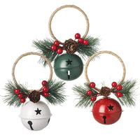 Metal Bell With Pinecone Decoration Mix of Three 14cm | Annie Mo's
