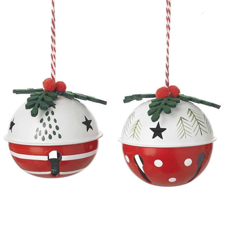 Hanging Red and White Bell Mix 8cm | Annie Mo's
