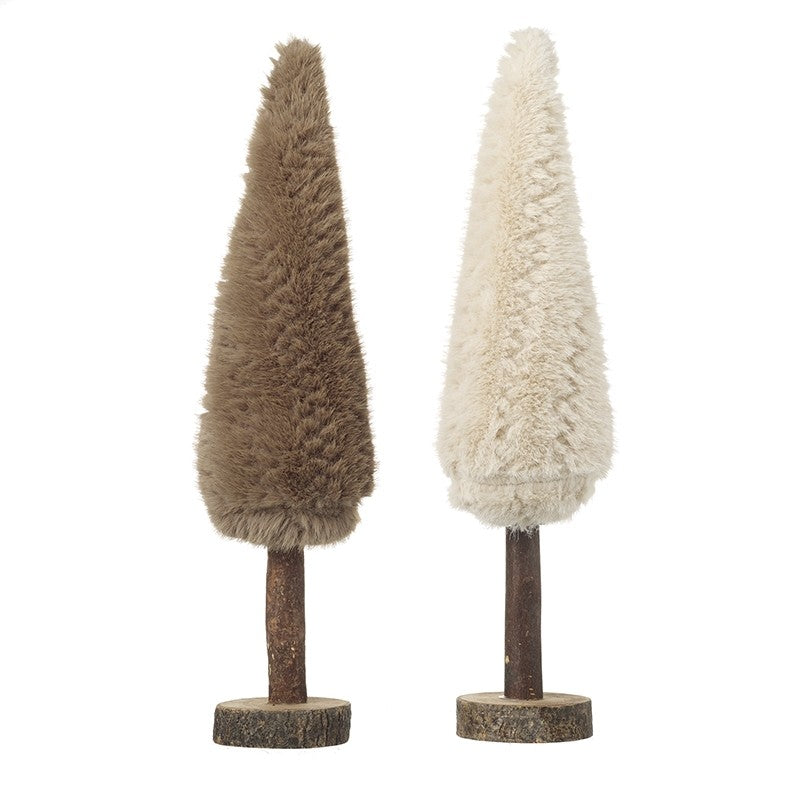 Furry Cream And Brown Tree Mix of Two 36cm | Annie Mo's