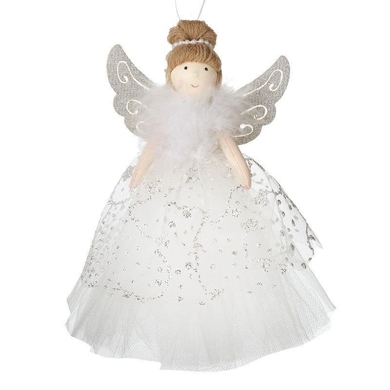 Hanging Fairy In White Dress With Wings 19cm | Annie Mo's