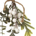 Decorative mistletoe hanging from a rope on a white background