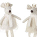 Two plush deer toys with decorative crowns on a white background