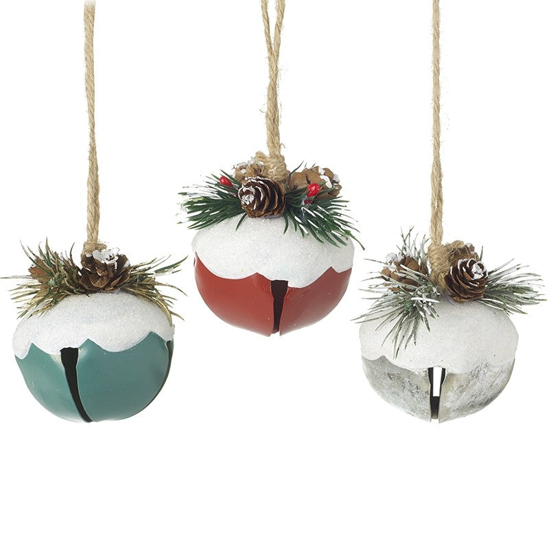 Fir Cone Topped Hanging Bells Mix of Three 6cm | Annie Mo's