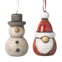 Hanging Ceramic Santa And Snowman 6cm | Annie Mo's