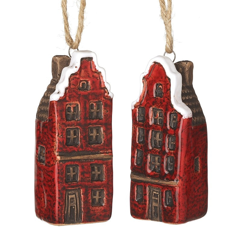 Red Stoneware Rustic House Dec Mix of Two 7cm | Annie Mo's