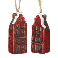 Red Stoneware Rustic House Dec Mix of Two 7cm | Annie Mo's