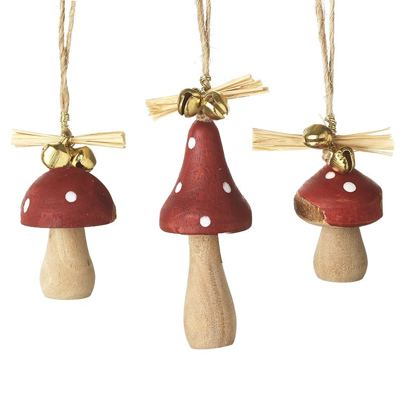 Wooden Mushroom Hanger Mix of Three 6cm | Annie Mo's