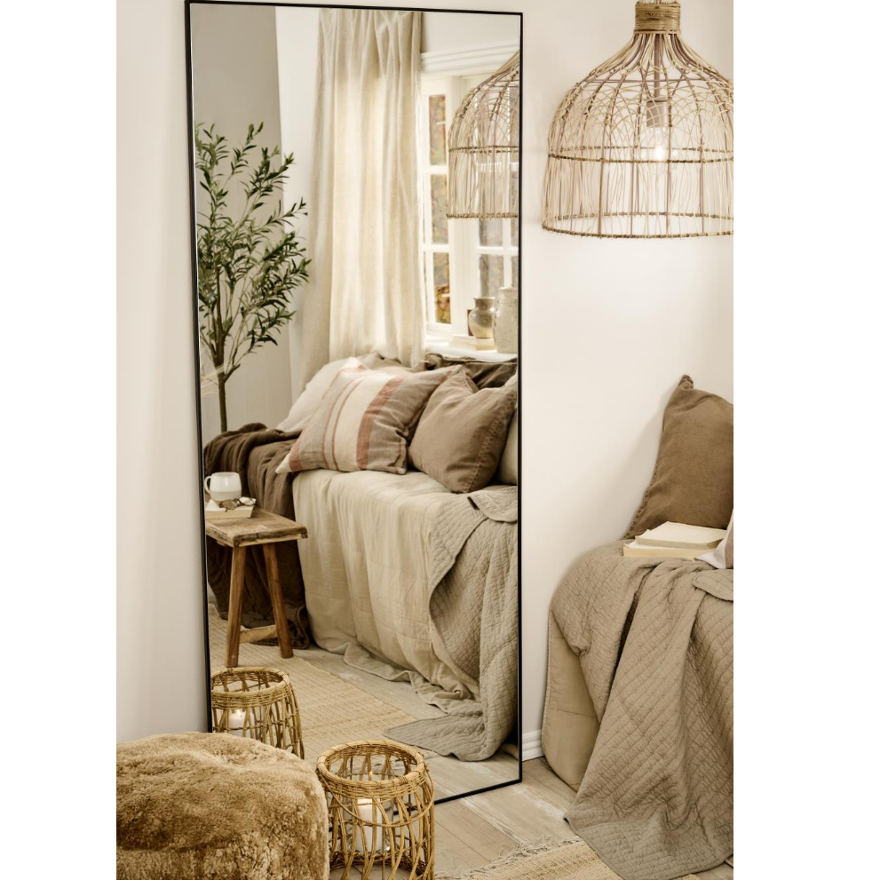Simple Black framed Floor or Wall Mirror 180cm | Annie Mo's