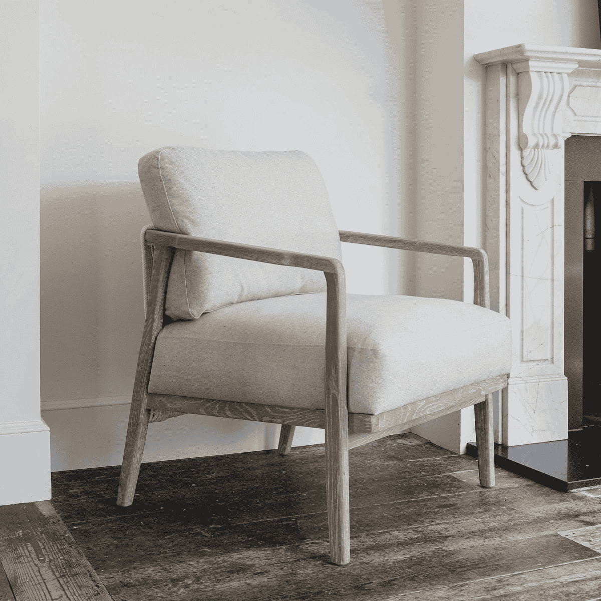 San Clemente Oatmeal Rope Back Armchair | Annie Mo's