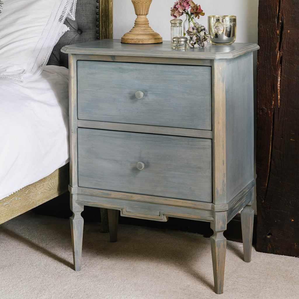 Malachi Provincial Two Drawer Bedside Table